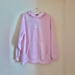 Pink Hoodie with Cherry bow Embroidery